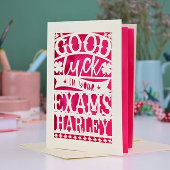 Personalised Papercut Good Luck In Your Exams Card, 4 of 5