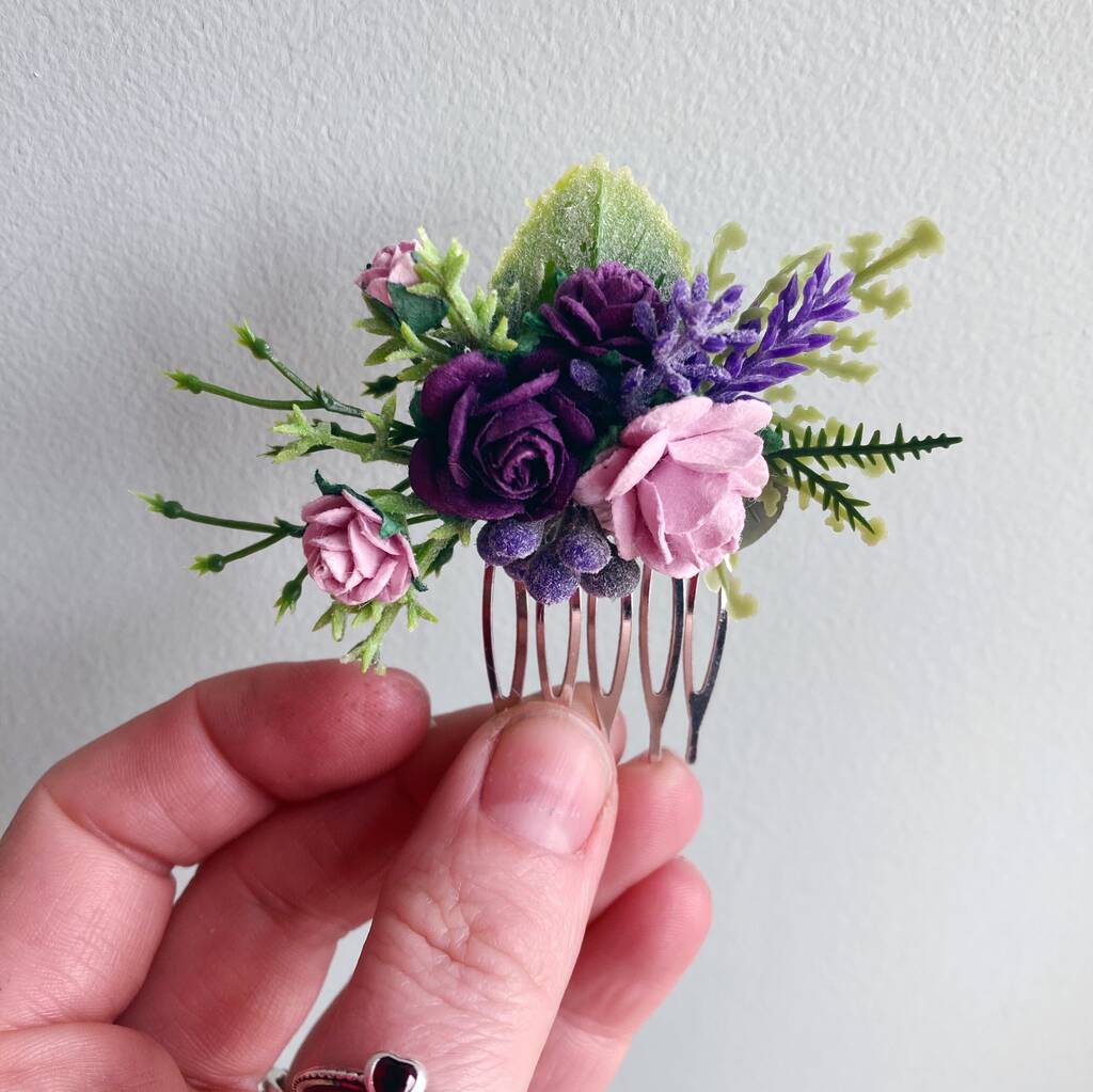 Purple And Lilac Flower Hair Comb, 1 of 4