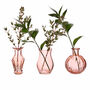 Set Of Three Coral Pink Glass Retro Vases, thumbnail 3 of 4