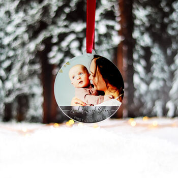 Personalised Photo New Born First Christmas Decoration, 6 of 8