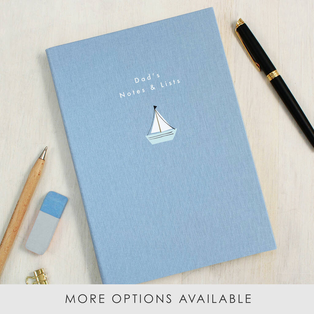 Personalised Sailing Boat A5 Cloth Bound Notebook, 1 of 7