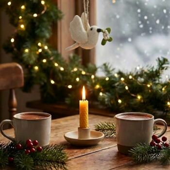 Handmade Felt Mistletoe Dove Christmas Decoration, 6 of 6