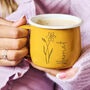 Personalised Birth Flower Coloured Enamel Mug, thumbnail 1 of 6