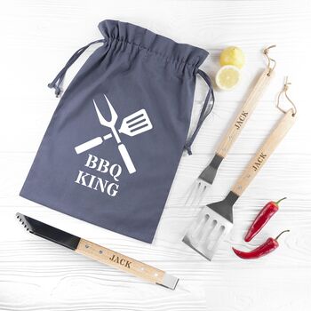 Personalised 'Dad Is King Of The Grill' BBQ Tools Set, 4 of 10