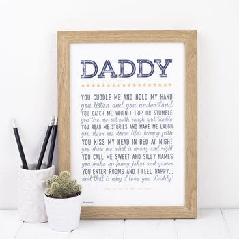 personalised daddy print with daddy poem by bespoke verse ...