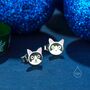 Sterling Silver Tuxedo Cat Enamel Stud Earrings, thumbnail 1 of 9