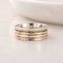 Personalised Sterling Silver Floral Trio Spinner Ring, thumbnail 1 of 8