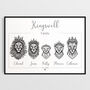 Personalised Animal Family Portrait Print Royal Lion Family, thumbnail 4 of 11