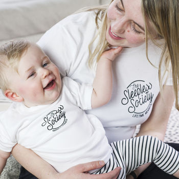 Personalised Sleepless Society Mother's Day T Shirt Set, 2 of 8