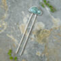 4ct Natural Emerald Hair Pin In Solid Sterling Silver, thumbnail 2 of 3