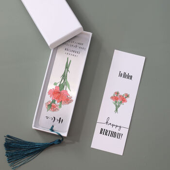 Personalised Birth Flower Bookmark In A Gift Box, 3 of 12