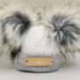 Grey And White Striped Newborn Pom Pom Baby Hat, thumbnail 2 of 6
