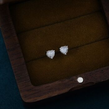Natural Moonstone Heart Stud Earrings, 5 of 11