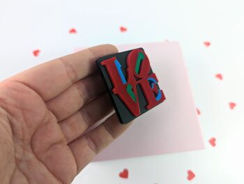 Love Brooch Acrylic Love Art Badge Love Pin Badge, 5 of 9