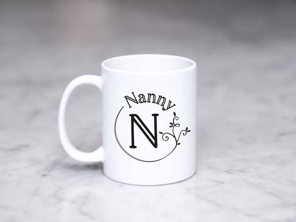 Personalised Nanny Initial Name Monogram Mug By Chips Sprinkles Notonthehighstreet Com