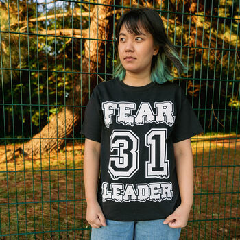 Fear Leader Women's Varsity Style Halloween T Shirt, 4 of 4