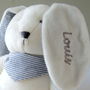 Personalised Cream Bunny With Grey Stripe Neckerchief, thumbnail 2 of 2