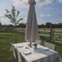 Neutral Gingham Outdoor Tablecloth With Parasol Hole, thumbnail 3 of 5