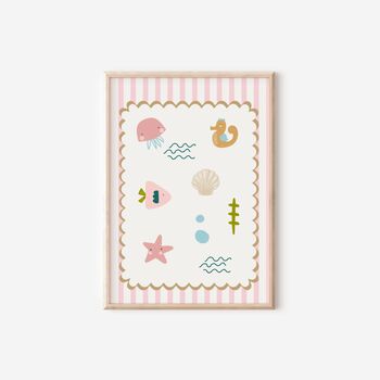 Gilrs Personalised Mermaid Print Set Of Three 'The world is your oyster', 5 of 5