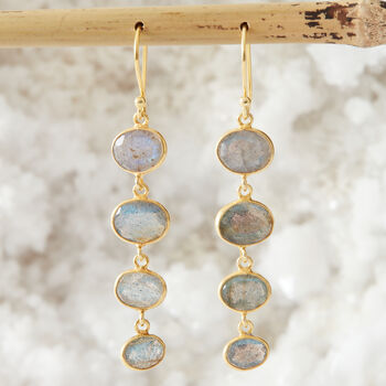 Blue Topaz Gold Plated Silver Pebble Drop Earrings, 5 of 9