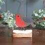 Christmas Robin With Mistletoe On Log Decoration, thumbnail 1 of 2