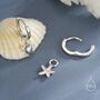 Sterling Silver Mismatched Sea Turtle And Starfish Huggie Hoops, thumbnail 5 of 12