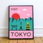 'Visit Tokyo' Vintage Inspired Travel Art Print, thumbnail 1 of 2