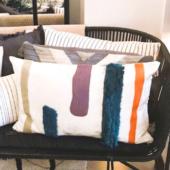 Animate Brights Applique Embroidered Oblong Cushion, 4 of 6