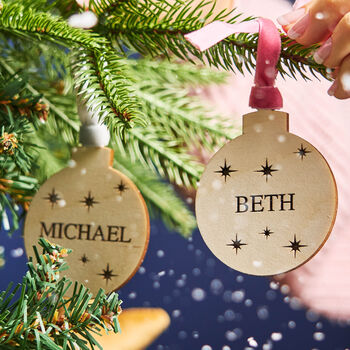 Engraved Wooden Bauble Decoration, 2 of 5