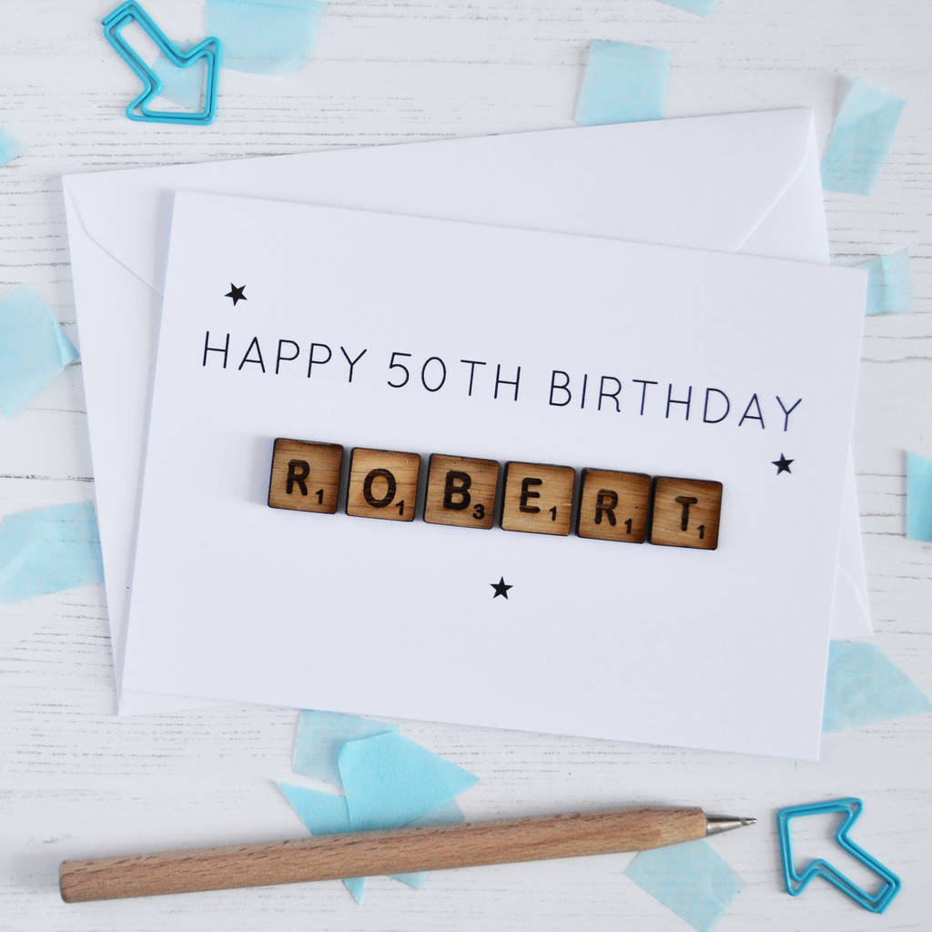 Personalised Birthday Age Wooden Tiles Card, 1 of 2