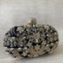 Black Handcrafted Embroidered Oval Clutch Bag, thumbnail 3 of 6