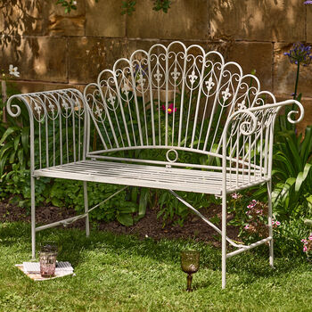 Bielle Stone Grey Iron Garden Bench, 3 of 7