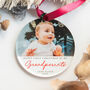 Personalised Christmas Bauble With Photo – First Christmas Grandparents, thumbnail 3 of 6