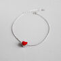 Sterling Silver Red Heart Charm Bracelet, thumbnail 1 of 4