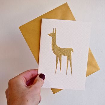 Handmade Gold Foil Llama Couple Birthday Card, 3 of 8