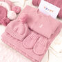 Cosy Pink Baby Girl Knitted Gift Set, thumbnail 3 of 12