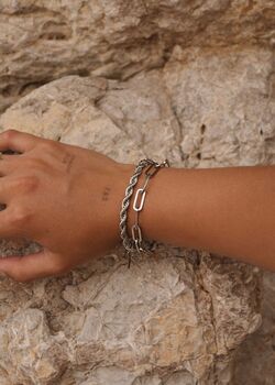 Silver Paperclip Chain Bracelet Adjustable Gift, 6 of 8