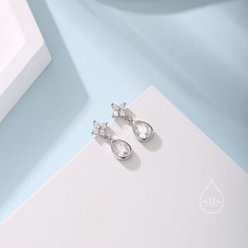 Four Cz And Droplet Stud Earrings, 4 of 12