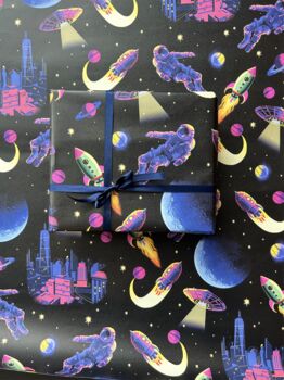 Space Gift Wrap X Two Sheets, 3 of 3