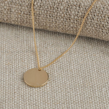 Medium Classic Solid Gold Disc Initial Necklace, 7 of 12