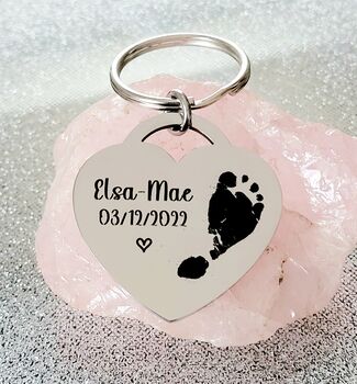 Heart Lock Photo Keyring, Actual Photo, Hand Print, Foot Print, 2 of 5