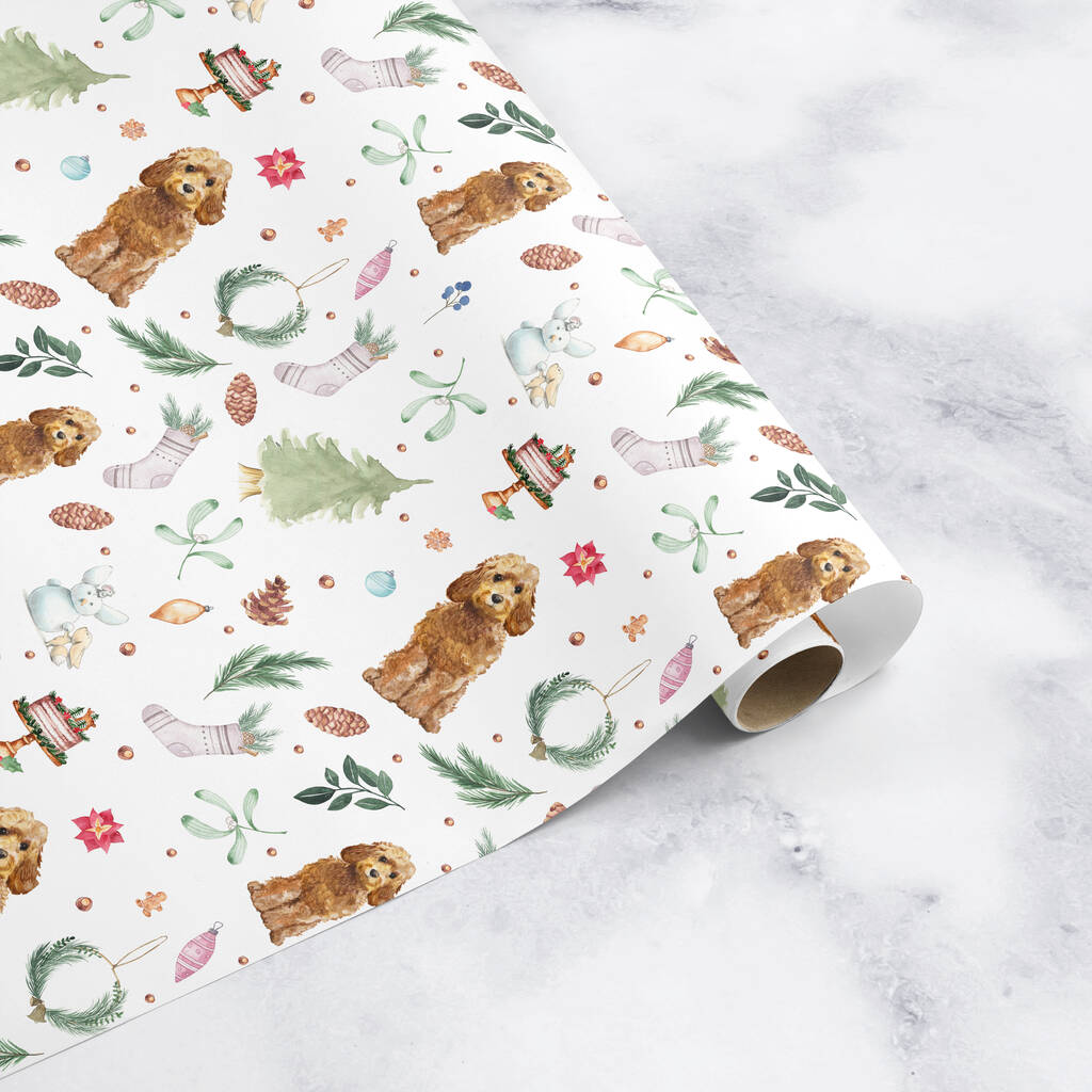 Cockapoo Christmas Wrapping Paper, Card And Tags, 1 of 4