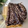 Leopard Print Scarf With Double Mustard And Navy Border, thumbnail 1 of 2