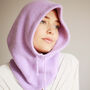 Rib Knit Fine Angora Wool Hooded Hat Snood With Pull Strings, thumbnail 3 of 8