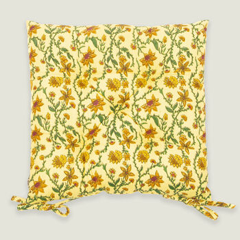 Bahar Floral Seat Pad In Yellow, 2 of 3