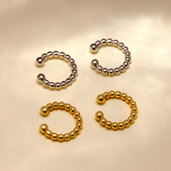 Adjustable Bobble Ear Cuff Earrings, 18ct Gold Plated, 2 of 5