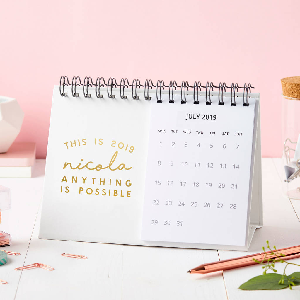 personalised 'this is 2019' desk calendar by martha brook
