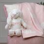 Personalised Pink Bashful Blanket And Bunny Baby Set, thumbnail 2 of 7