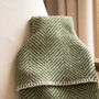 Olive Green Herringbone Wool Hot Water Bottle, thumbnail 2 of 3