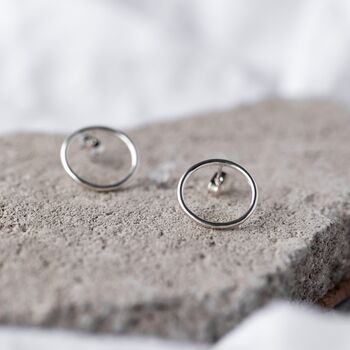 Sterling Silver Large Open Circle Studs, 3 of 6